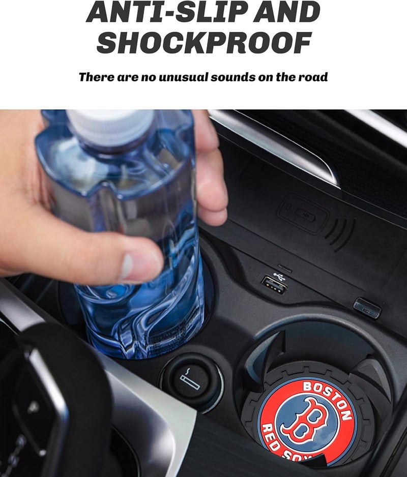Kaleduo 2PCS Car Cup Holder Coaster,Auto Cup Holder Insert Coaster for Boston Red Sox Baseball Fans, Non-Slip Car Drink Mat, Interior Accessories, Red Sox - Image 4